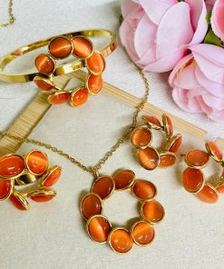 Conjunto de Colar + Brinco em Aço Inoxidável