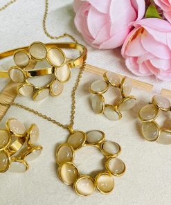 Conjunto de Colar + Brinco em Aço Inoxidável